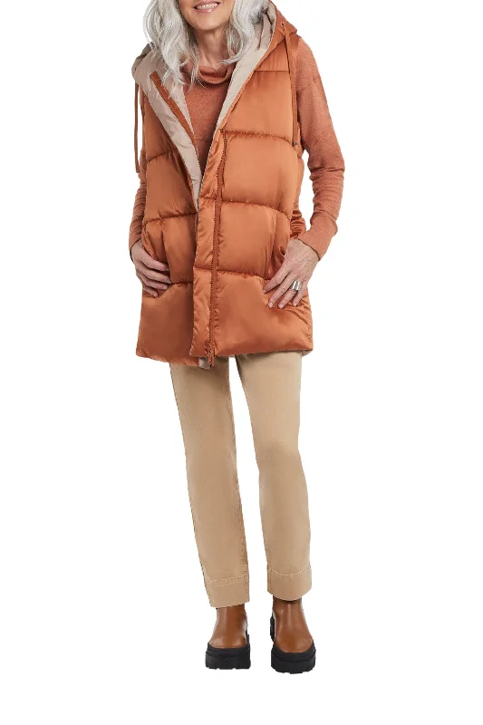 Tribal Long Reversible Hooded Puffer Vest 4687O-3376-2804 Sierra Edgy Moto Vest