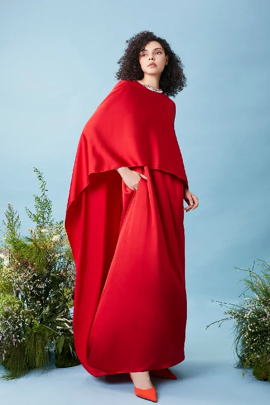 A line satin dress with cape Tunics Modern contemporary