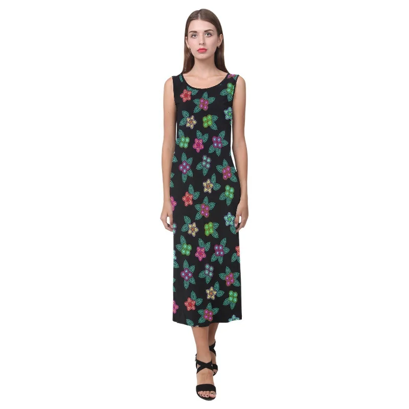 Berry Flowers Black Phaedra Sleeveless Open Fork Long Dress Tunics New arrival
