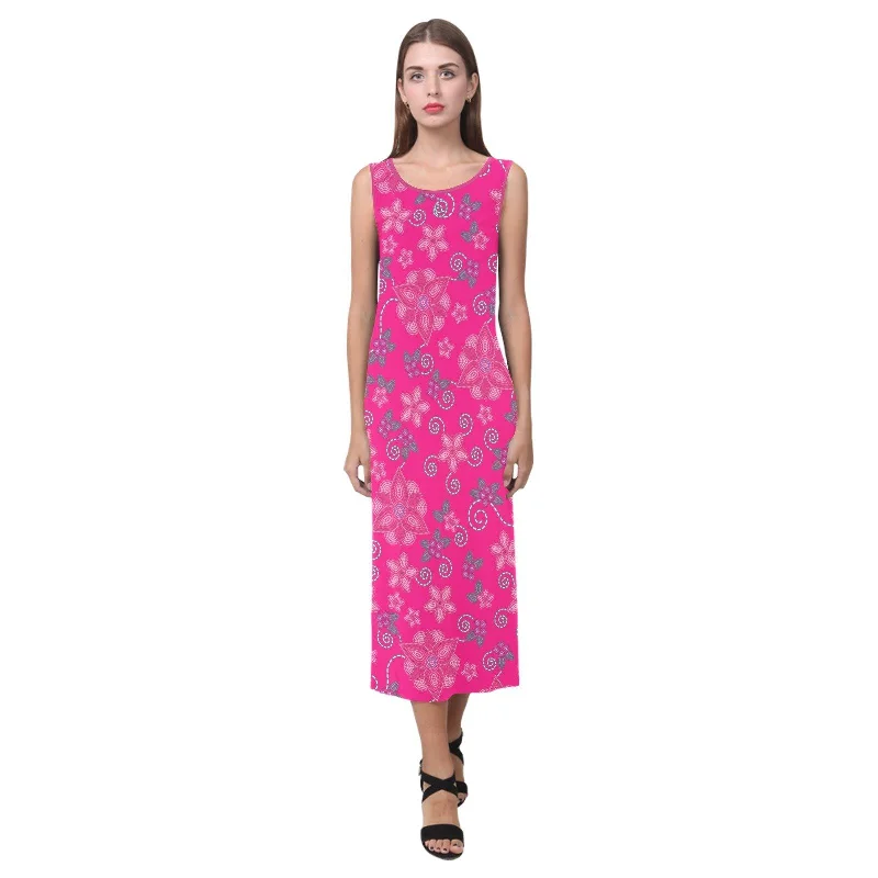Berry Picking Pink Phaedra Sleeveless Open Fork Long Dress Tunics Designer luxury