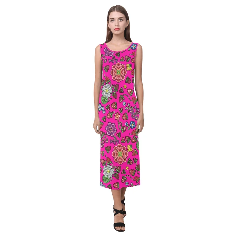 Berry Pop Blush Phaedra Sleeveless Open Fork Long Dress A-Line Day Work