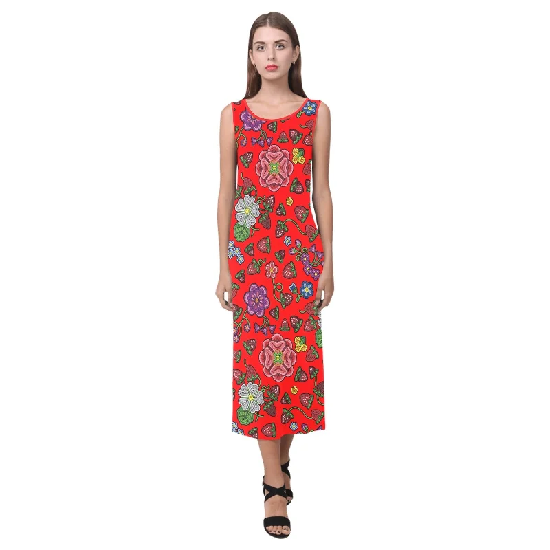 Berry Pop Fire Phaedra Sleeveless Open Fork Long Dress Tunics Stylish elegant