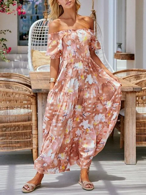 Bohemia Flower Print Long Dress Tunics Stylish modern