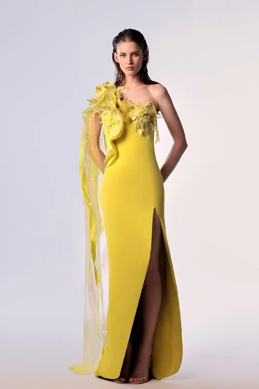 Cape sleeve high slit gown Tunics Stylish elegant