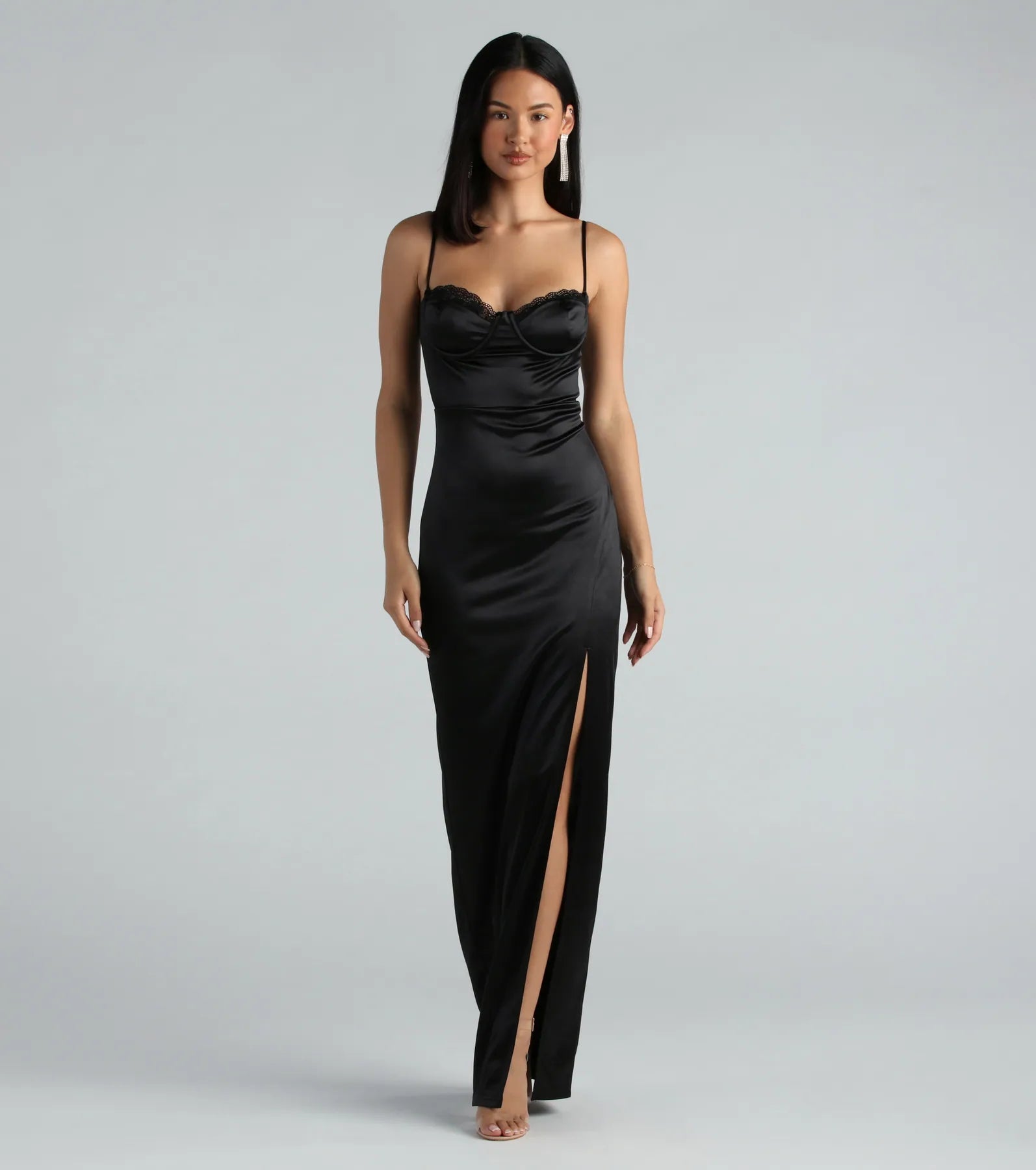 Cassandra Formal Satin Lace Sweetheart Long Dress Tunics Handmade artisanal