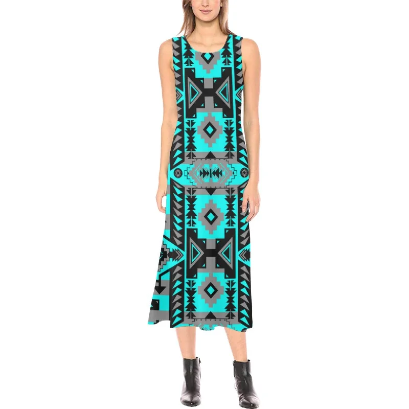 Chiefs Mountain Sky Phaedra Sleeveless Open Fork Long Dress Off-the-shoulder Chic Trendy