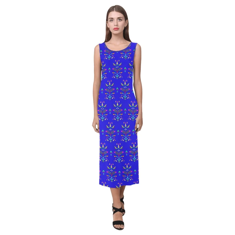 Dakota Damask Blue Phaedra Sleeveless Open Fork Long Dress Tunics Luxurious high-end Dakota Damask Blue Phaedra Sleeveless Open Fork Long Dress Tunics Luxurious high-end