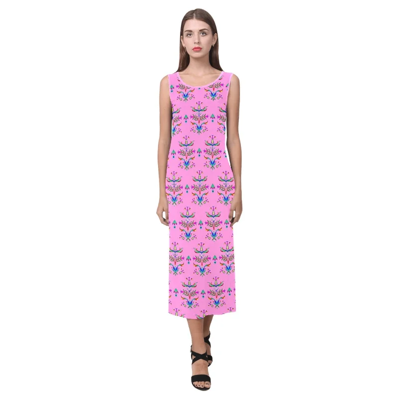 Dakota Damask Cheyenne Pink Phaedra Sleeveless Open Fork Long Dress Tunics Cozy soft Dakota Damask Cheyenne Pink Phaedra Sleeveless Open Fork Long Dress Tunics Cozy soft