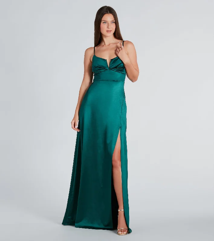 Darla Formal Satin A-Line Long Dress Tunics Recommended stylist