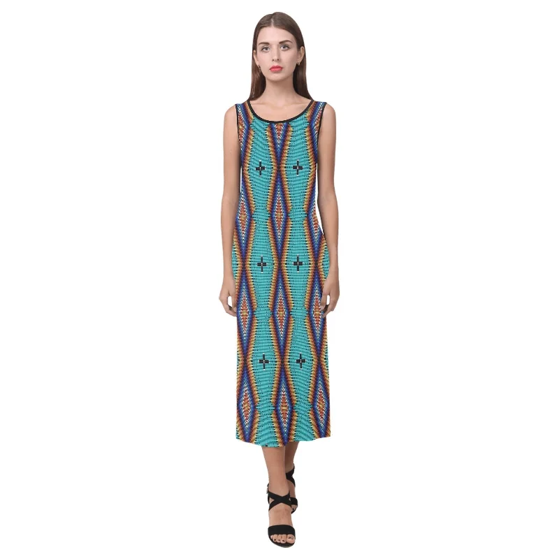 Diamond in the Bluff Turquoise Phaedra Sleeveless Open Fork Long Dress Tunics Summer linen Diamond in the Bluff Turquoise Phaedra Sleeveless Open Fork Long Dress Tunics Summer linen