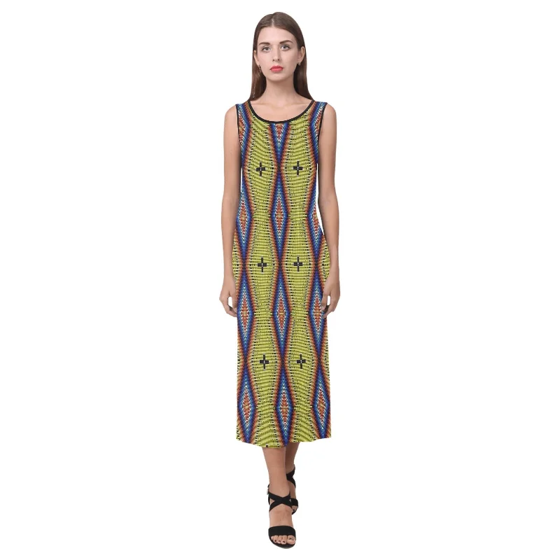 Diamond in the Bluff Yellow Phaedra Sleeveless Open Fork Long Dress Tunics Spring floral Diamond in the Bluff Yellow Phaedra Sleeveless Open Fork Long Dress Tunics Spring floral
