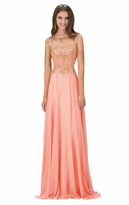 Elizabeth K - GL1305 Embellished Sleeveless Long Dress Turtleneck Neckline Stylish