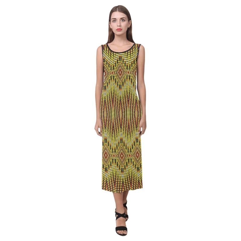 Fire Feather Yellow Phaedra Sleeveless Open Fork Long Dress Tunics Distressed trendy Fire Feather Yellow Phaedra Sleeveless Open Fork Long Dress Tunics Distressed trendy