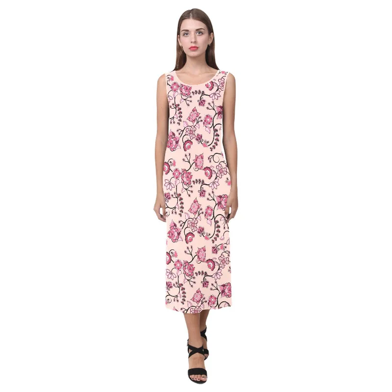 Floral Amour Phaedra Sleeveless Open Fork Long Dress Pencil Office Professional