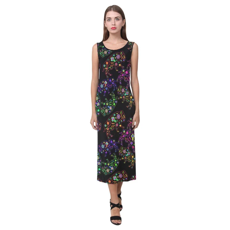Floral Bufallo Phaedra Sleeveless Open Fork Long Dress Tunics Party sparkling