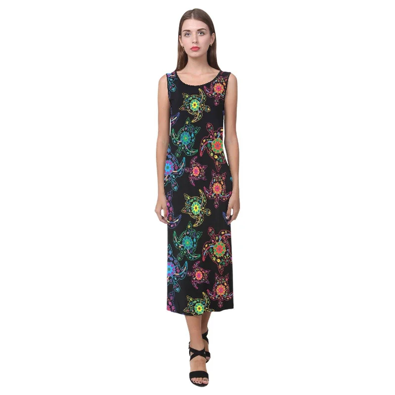 Neon Floral Turtles Phaedra Sleeveless Open Fork Long Dress Tunics Running lightweight