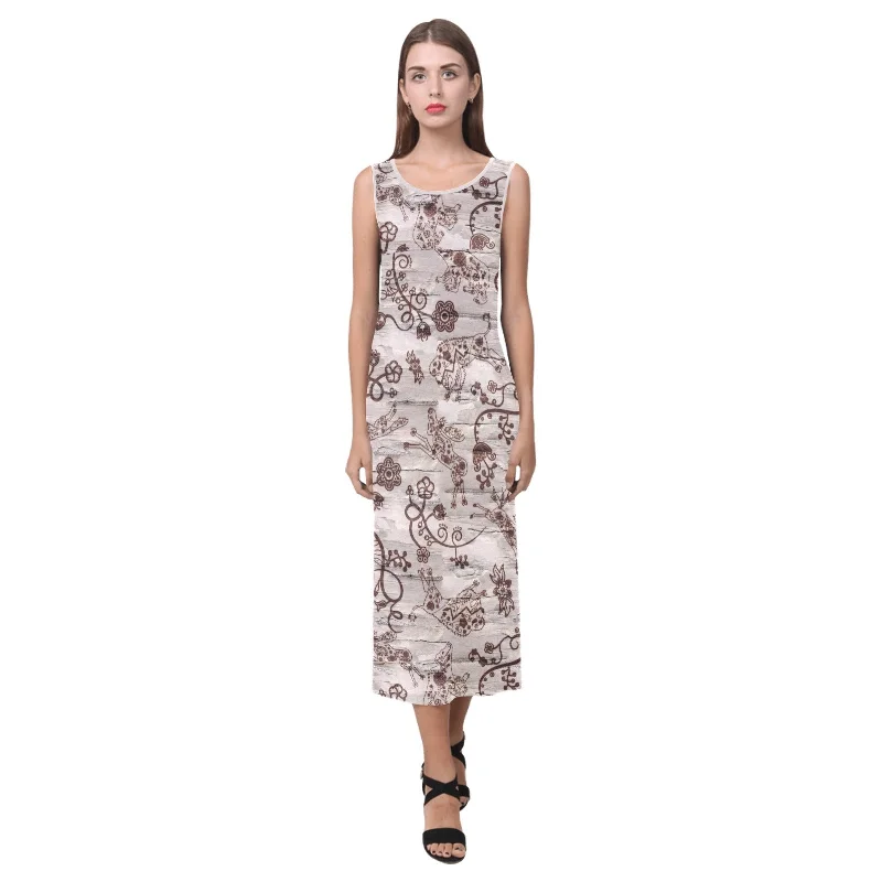 Forest Medley Phaedra Sleeveless Open Fork Long Dress Tunics Denim casual