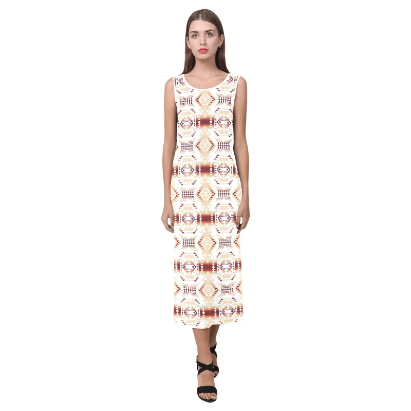 Gathering Clay Phaedra Sleeveless Open Fork Long Dress Tunics Canvas sturdy