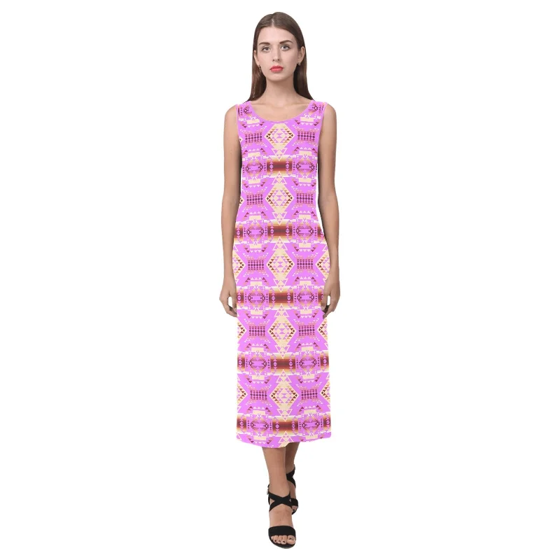 Gathering Earth Lilac Phaedra Sleeveless Open Fork Long Dress Tunics Velvet soft