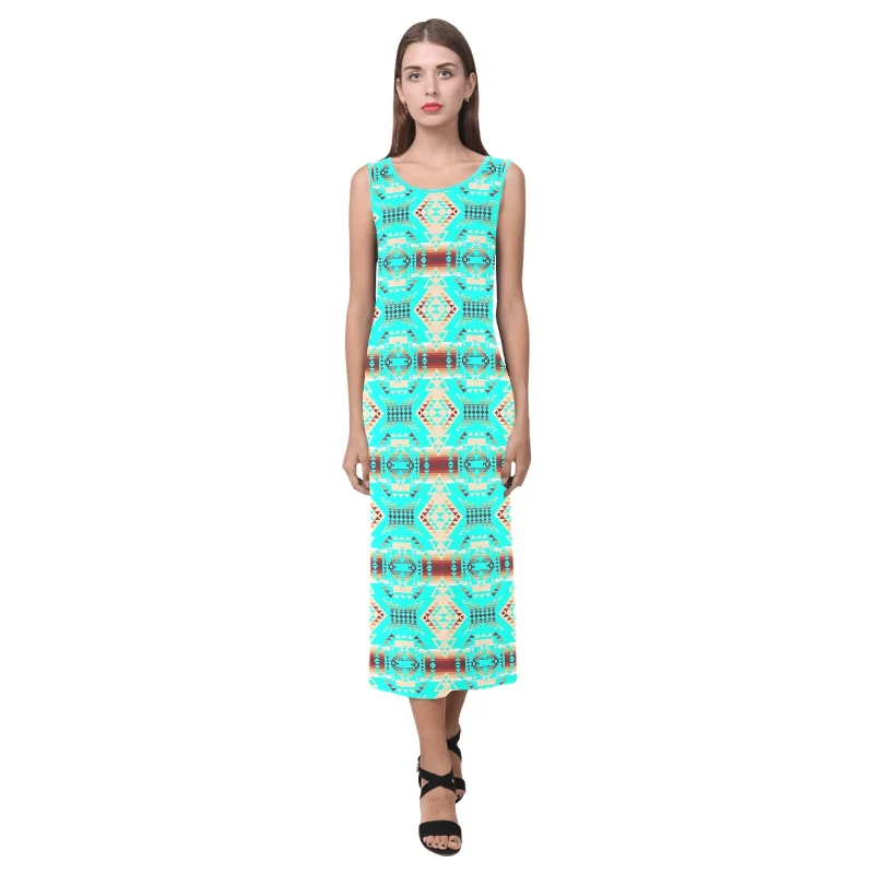 Gathering Earth Turquoise Phaedra Sleeveless Open Fork Long Dress Tunics Lace romantic Gathering Earth Turquoise Phaedra Sleeveless Open Fork Long Dress Tunics Lace romantic