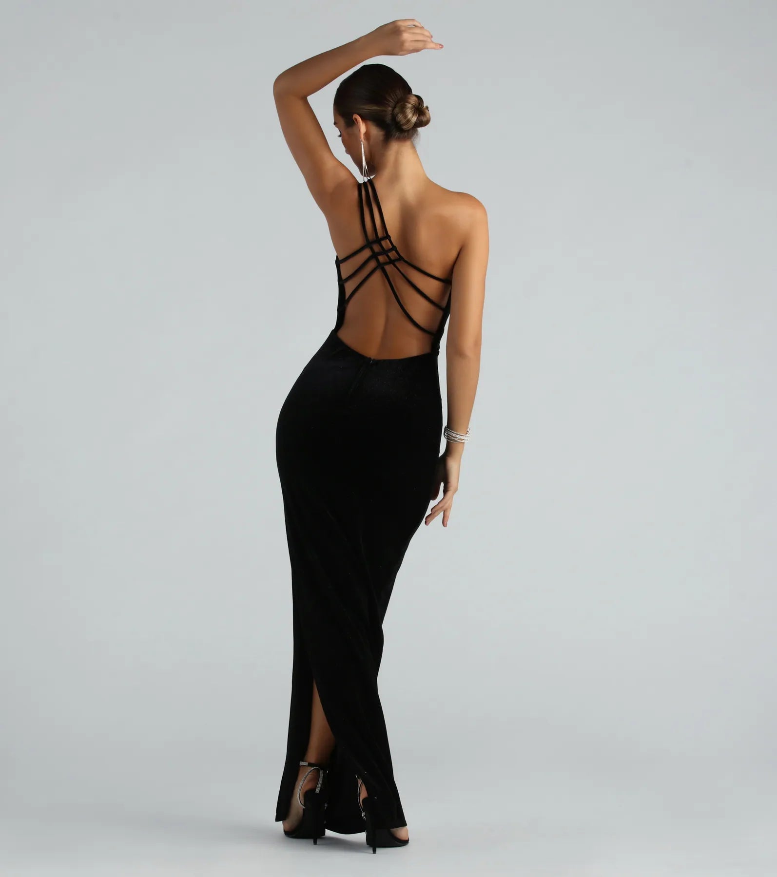 Lilian Formal Glitter Velvet Strappy Back Long Dress Tunics Hiking breathable