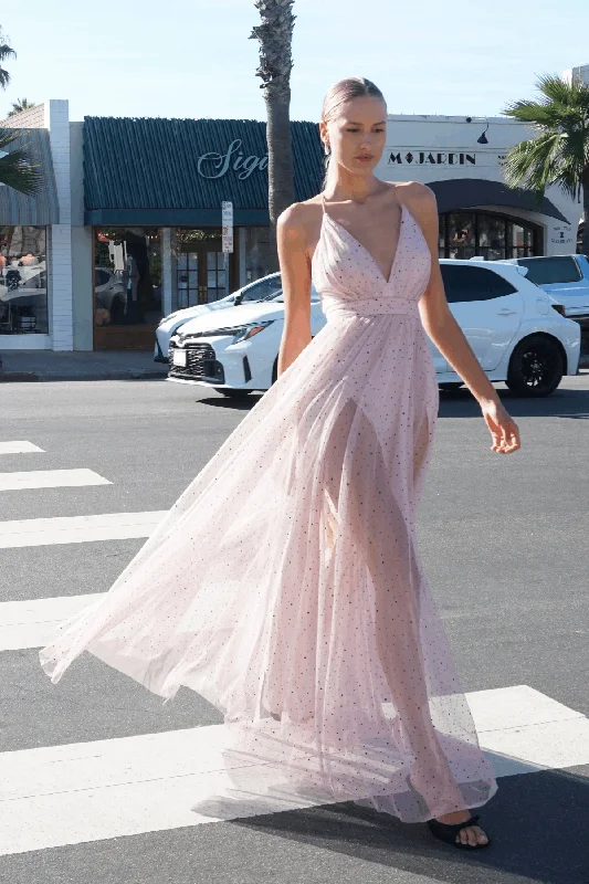 Grace Pink Sparkle Long Dress Maxi Flowy Bohemian