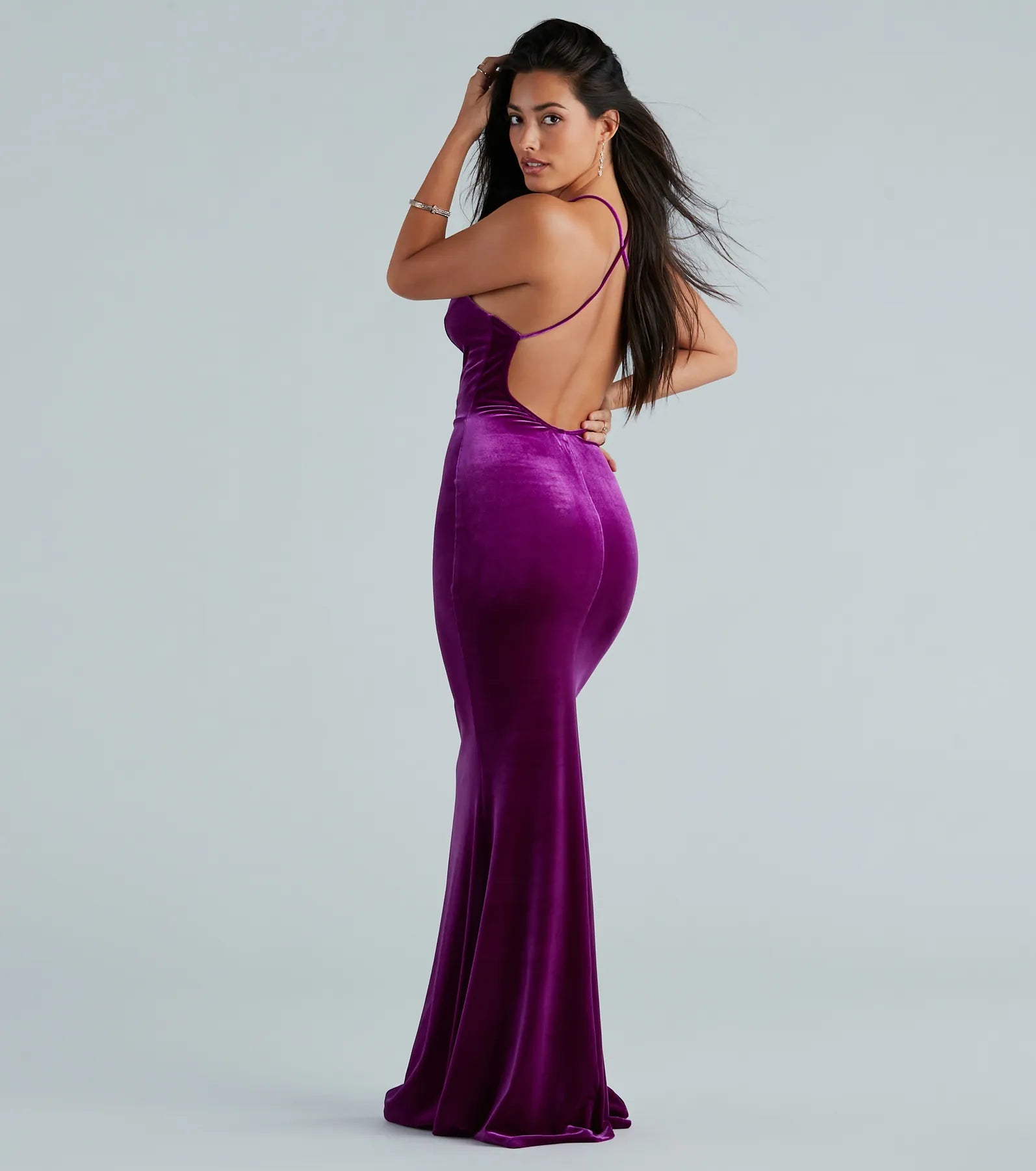 Kristine Formal Velvet Mermaid Long Dress Off-the-shoulder Chic Trendy