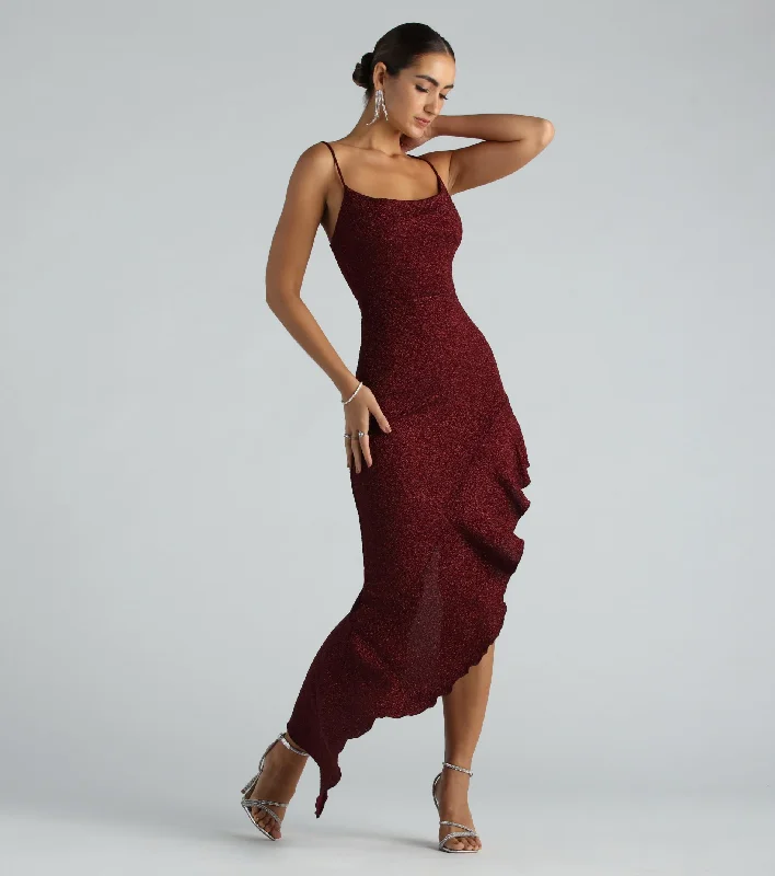 Kylie Formal Glitter Ruffle Long Dress Tunics Exclusive limited