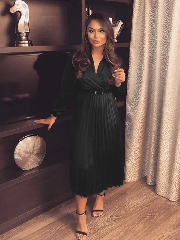 Long Sleeve Bust Wrap Ruffle Long Dress Tunics Print Colorful