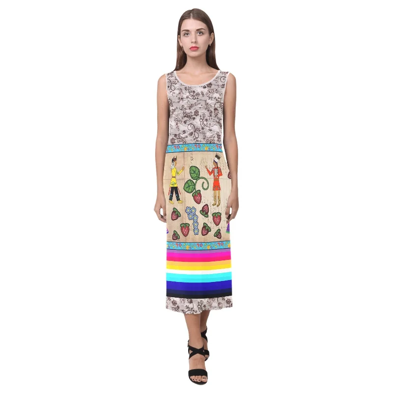 Love Stories Phaedra Sleeveless Open Fork Long Dress Tunics Satin smooth