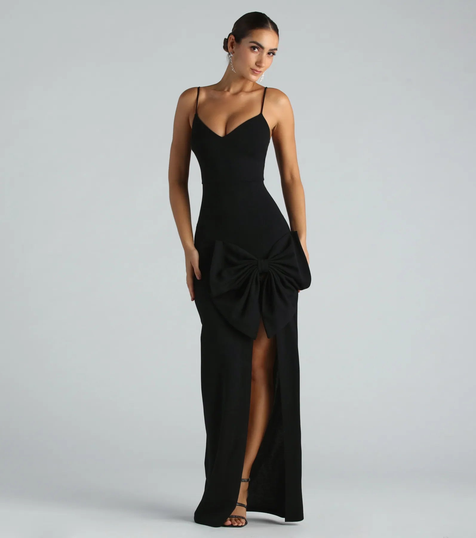 Luna Formal Crepe Bow Mermaid Long Dress Tunics Yoga stretchy