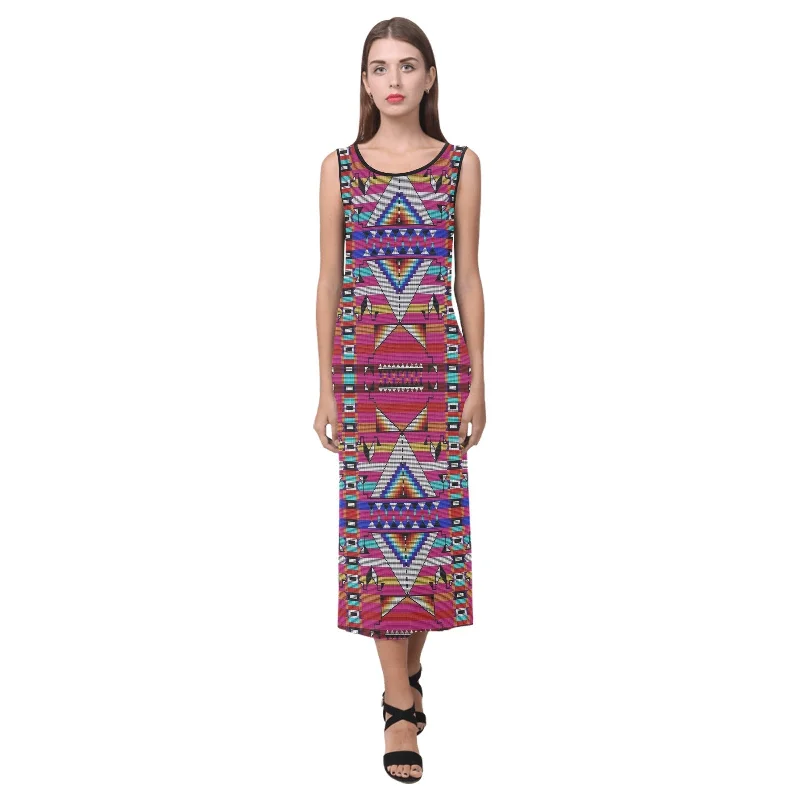 Medicine Blessing Pink Phaedra Sleeveless Open Fork Long Dress Turtleneck Neckline Stylish Medicine Blessing Pink Phaedra Sleeveless Open Fork Long Dress Turtleneck Neckline Stylish
