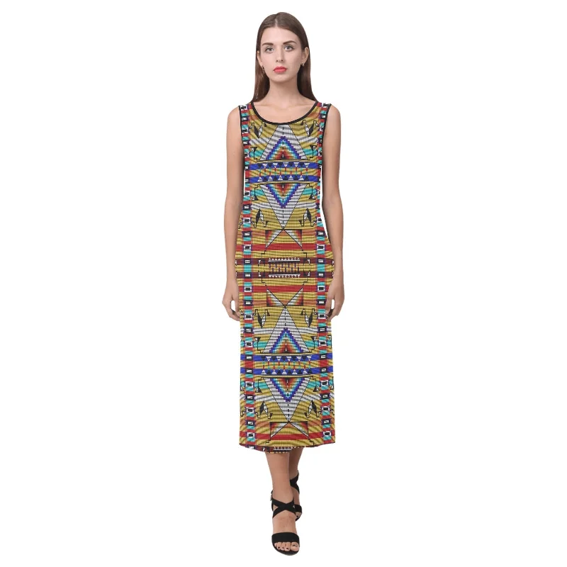 Medicine Blessing Yellow Phaedra Sleeveless Open Fork Long Dress Shift Classic Vintage Medicine Blessing Yellow Phaedra Sleeveless Open Fork Long Dress Shift Classic Vintage