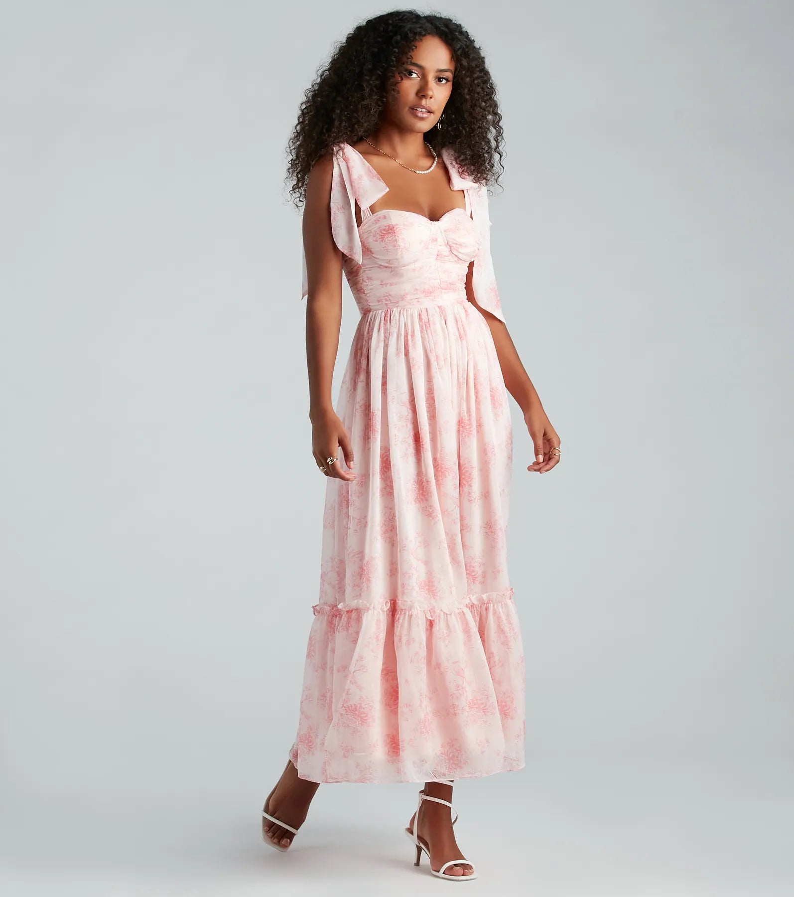 Peyton Formal Chiffon Floral A-Line Long Dress Tunics Summer linen