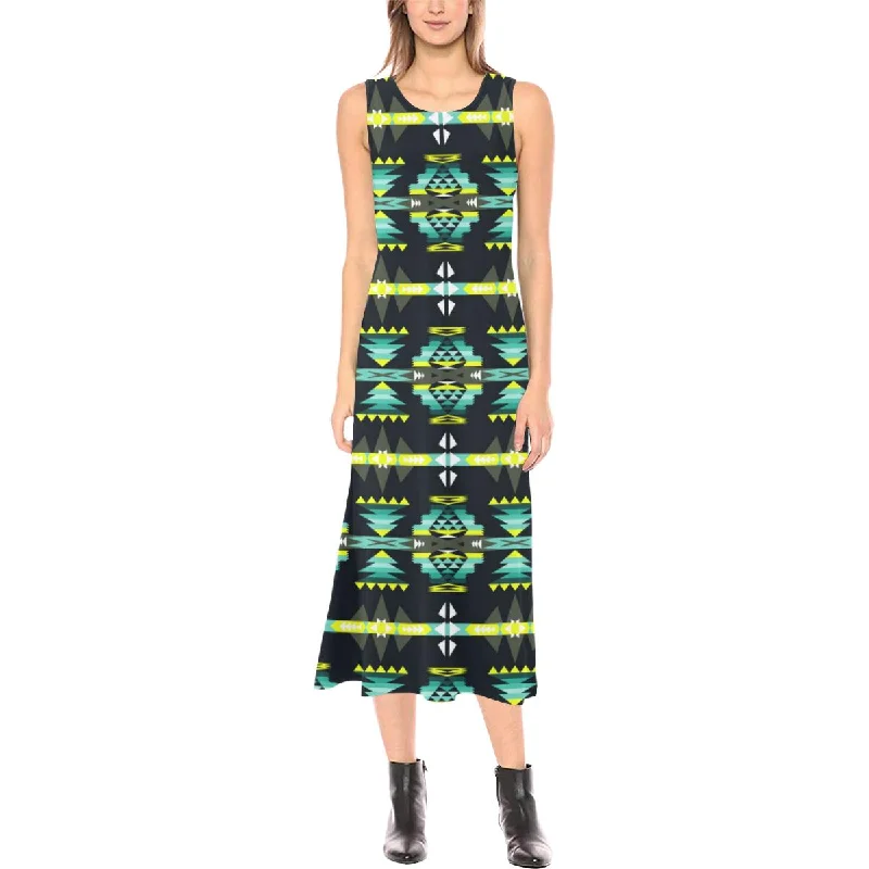 River Trail Phaedra Sleeveless Open Fork Long Dress Tunics Polka dots