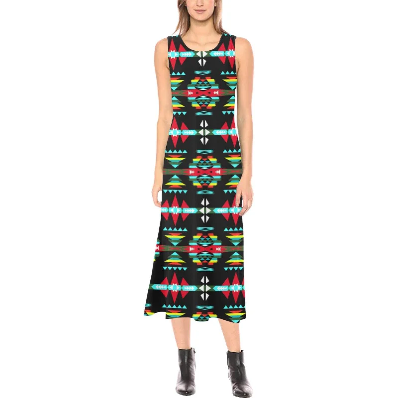 River Trail Sunset Phaedra Sleeveless Open Fork Long Dress Tunics Plaid country