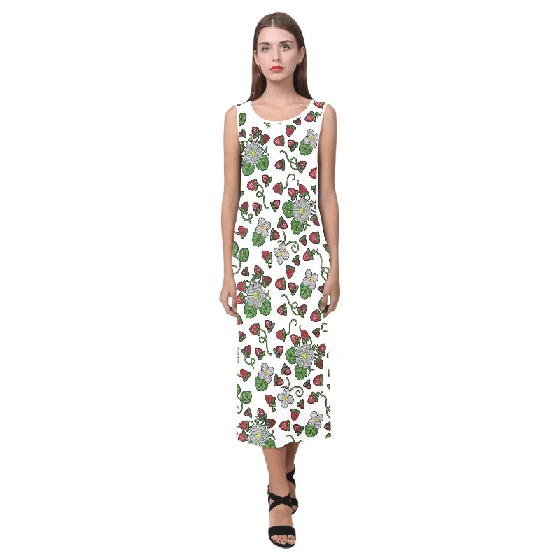 Strawberry Dreams White Phaedra Sleeveless Open Fork Long Dress Tunics Vintage classic