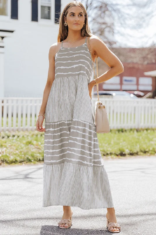 Striped Spaghetti Strap Long Dress Tunics Trousers formal