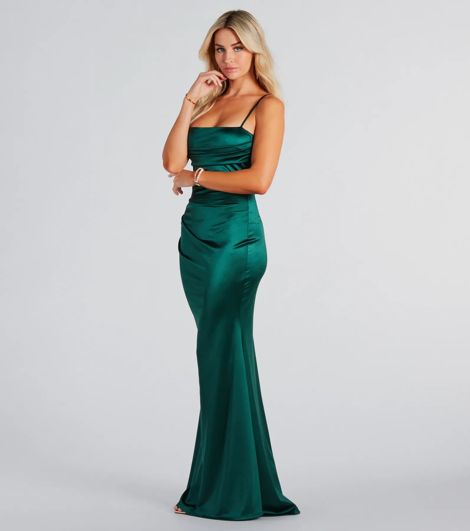Teagan Formal Satin Pleated Mermaid Long Dress Tunics Corduroy durable