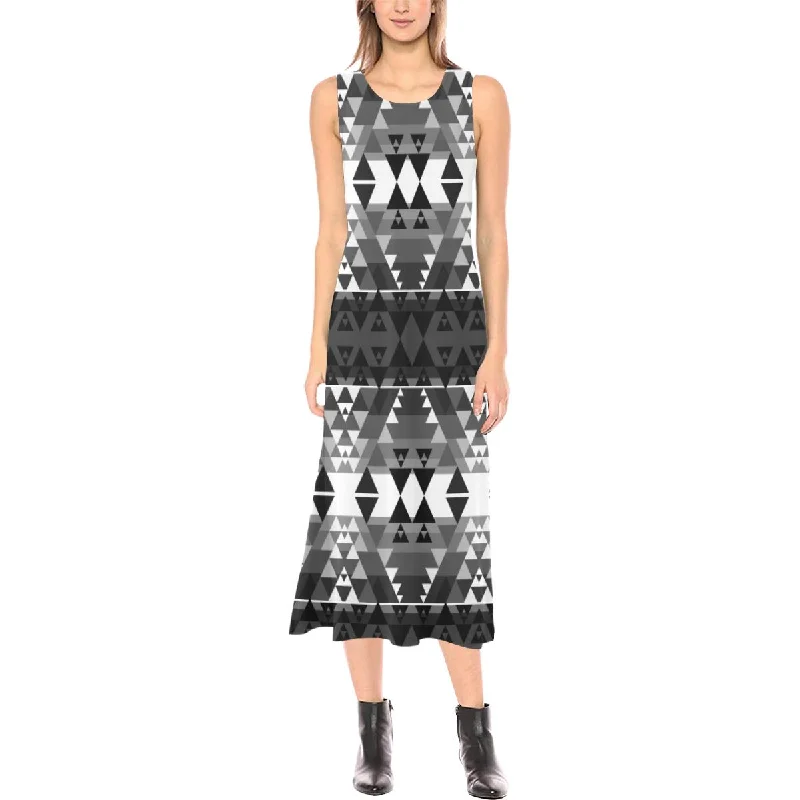 Writing on Stone Black and White Phaedra Sleeveless Open Fork Long Dress Tunics Stylish elegant Writing on Stone Black and White Phaedra Sleeveless Open Fork Long Dress Tunics Stylish elegant