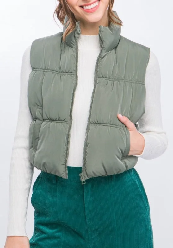 High Neck Puffer Vest Cozy Sherpa Vest