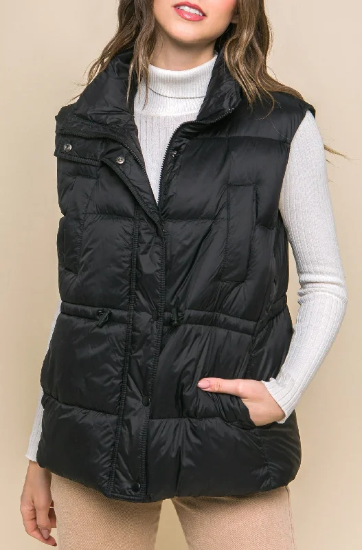 Long Puffer Vest Padded Quilted Vest