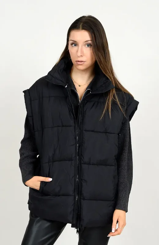 Ash Puffer Vest Trendy Belted Vest