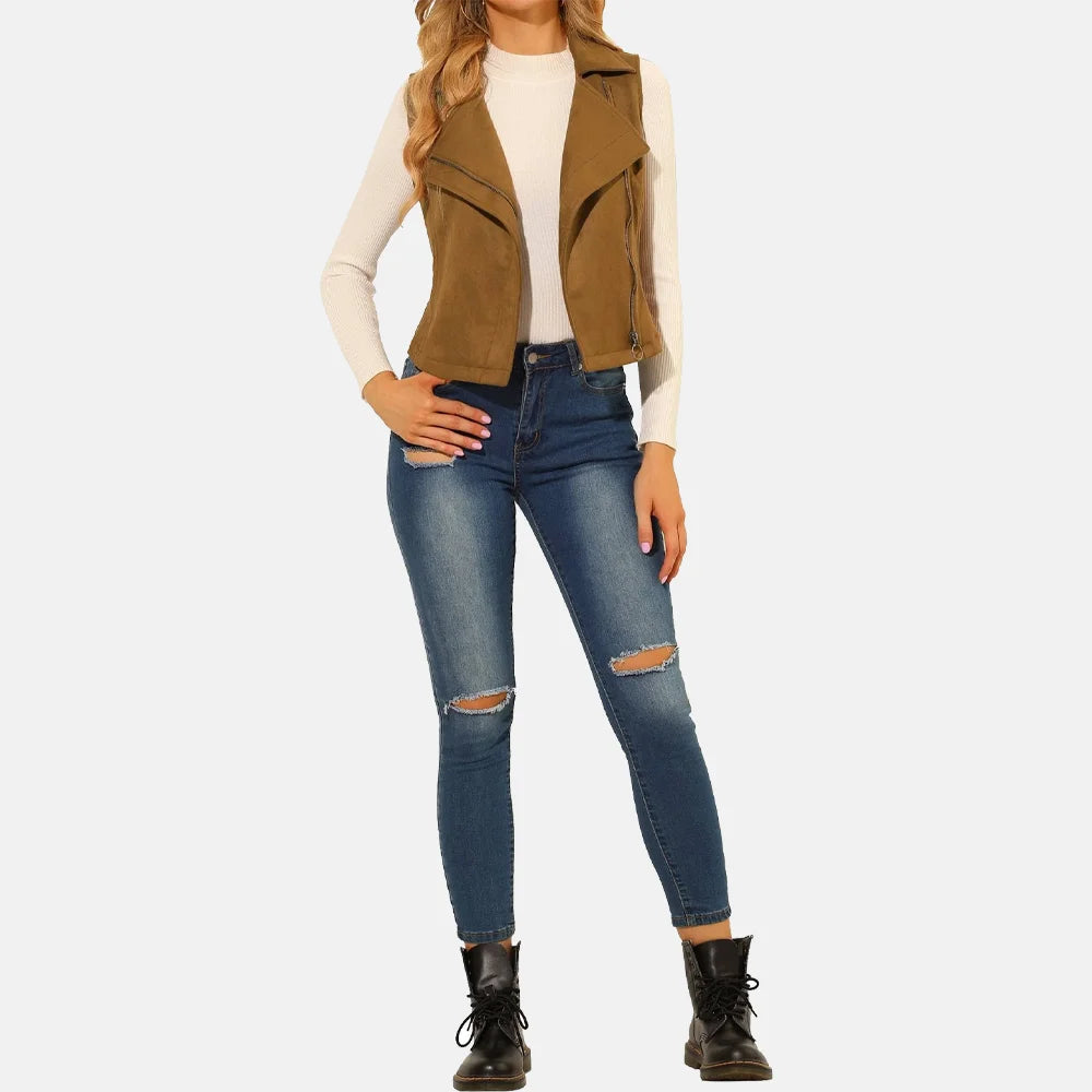 Azalea Alexis Leather Vest Womens Lightweight Utility Vest