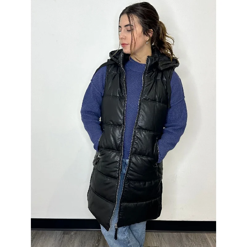 Mauritius Veo Leather Puffer Vest Classic Wool Vest