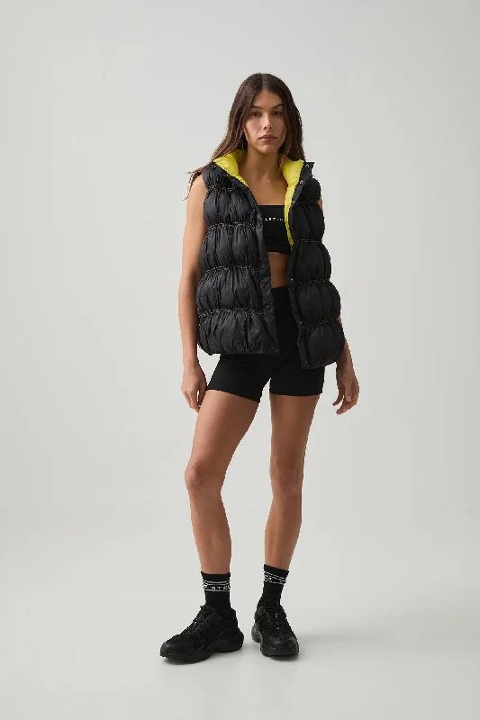 Ruched Puffer Vest 722 Warm Wool-Blend Vest