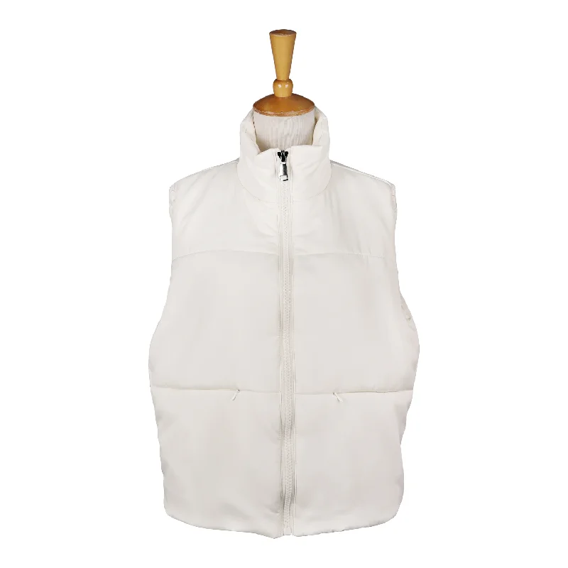 Zoey Crop Puffer Vest - White Tailored Business Vest
