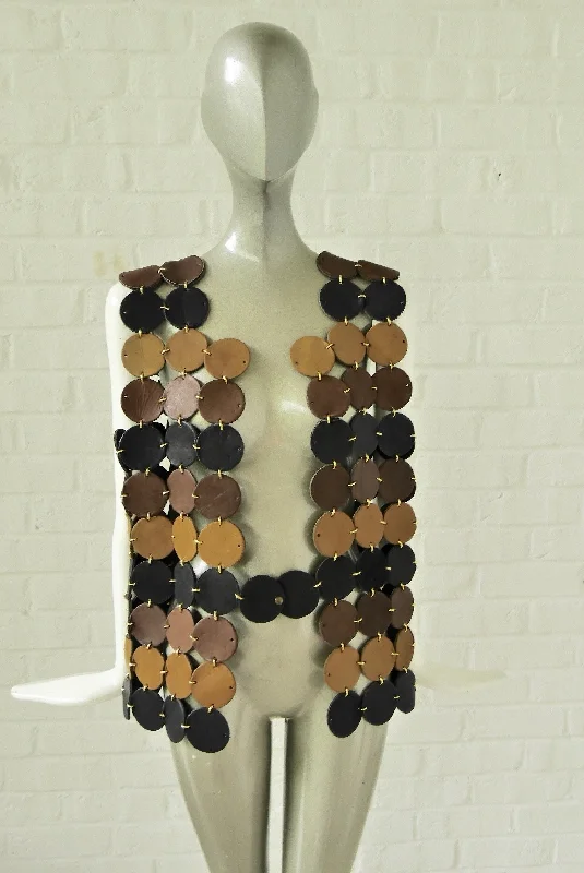 Paco Rabanne tooled leather vest. Hers 1970s Relaxed Fit Vest