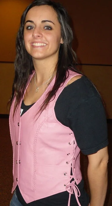 Pink Women Leather Vest - Classic design for biker Clubs Elegant Vest Coat
