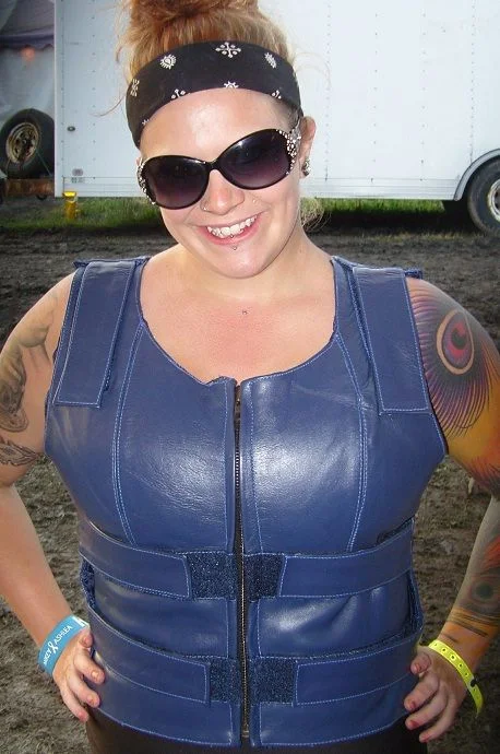 Women bullet proof style leather vest club vest Trendy Belted Vest